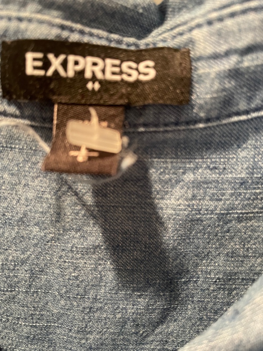 Express Light Blue Denim-Style Shirt - Picture 2 of 5